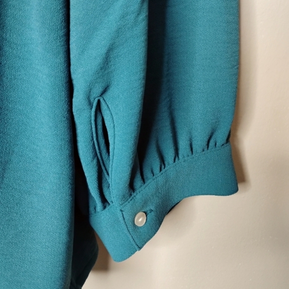 Soft Surroundings Liza Tunic Top Women’s 1X Teal Blue Dragonfly V-Neck Flowy - Picture 6 of 8